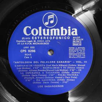 LP Los Sabandeños: Antología Del Folklore Canario Vol. 3