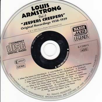 CD Louis Armstrong: Jeepers Creepers (Vol. 5 Original 1938-1939 Recordings)