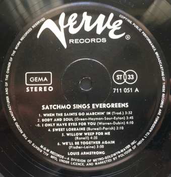 LP Louis Armstrong: Satchmo Sings Evergreens