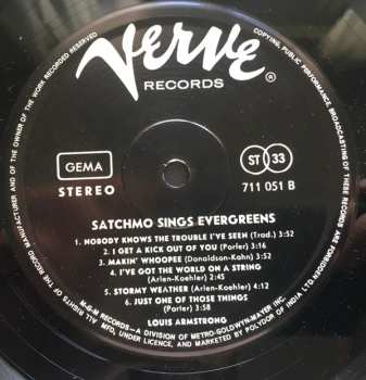 LP Louis Armstrong: Satchmo Sings Evergreens