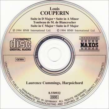 CD Louis Couperin: Harpsichord Suites D Major • A Minor • C Major • F Major / Tombeau De M. De Blancrocher