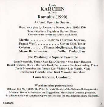 CD Louis Karchin: Romulus, A Comic Opera In One Act