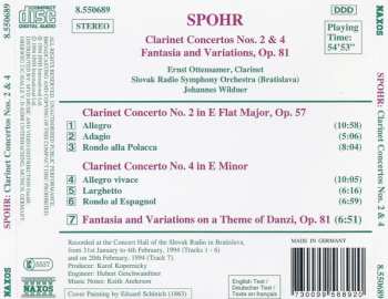 CD Louis Spohr: Clarinet Concertos Nos. 2 & 4 / Fantasia And Variations, Op. 81
