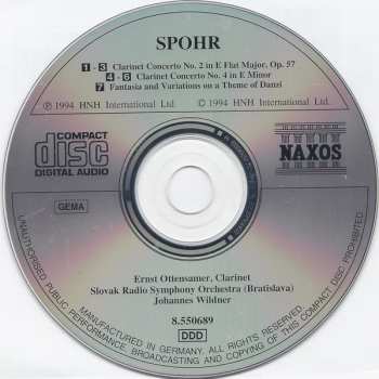 CD Louis Spohr: Clarinet Concertos Nos. 2 & 4 / Fantasia And Variations, Op. 81