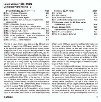 CD Louis Vierne: Complete Piano Works • 2