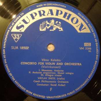 LP The Czech Philharmonic Orchestra: Concerto For Piano And Orchestra / Concerto For Violin And Orchestra