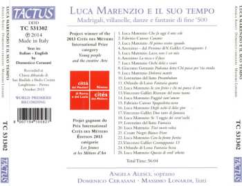 CD Luca Marenzio: Luca Marenzio E Il Suo Tempo (Madrigali, Villanelle, Danze Fantasie di Fine '500)