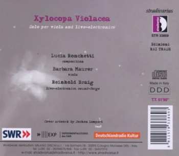CD Lucia Ronchetti: Xylocopa Violacea (Solo Per Viola And Live-electronics)