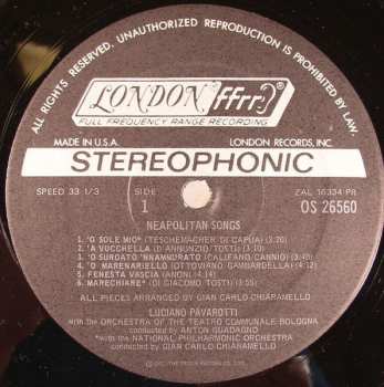 LP Luciano Pavarotti: O Sole Mio Favorite Neapolitan Songs LTD