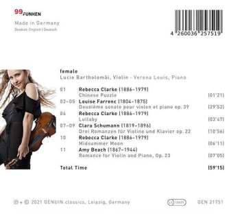 CD Verena Louis: Female: Works By Rebecca Clarke, Clara Schumann, Louise Farrenc And Amy Beach