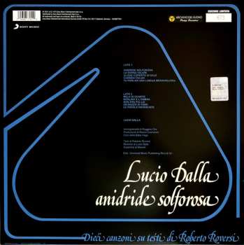 LP Lucio Dalla: Anidride Solforosa  CLR | LTD | NUM