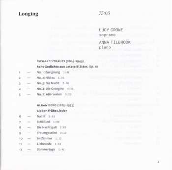 CD Richard Strauss: Longing (Lieder By Strauss, Berg, Schoenberg)