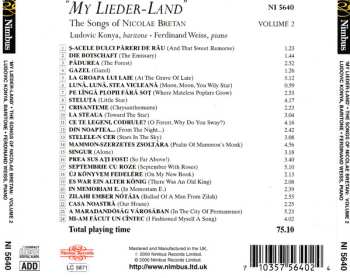 CD Ladislau Konya: "My Lieder-Land" • The Songs Of Nicolae Bretan