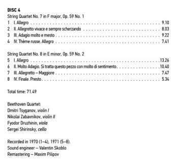 8CD/Dobozkészlet Ludwig van Beethoven: Ludwig Van Beethoven Quartets Performed By Beethoven Quartet