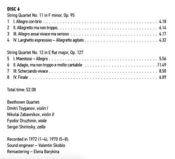 8CD/Dobozkészlet Ludwig van Beethoven: Ludwig Van Beethoven Quartets Performed By Beethoven Quartet