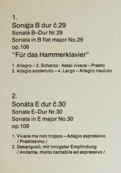 LP Ludwig van Beethoven: Sonate Nr. 29 B-dur Op. 106 (Sonate Für Das Hammerklavier) / Sonate Nr. 30 E-dur Op. 109 (76 1)