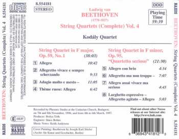 CD Ludwig van Beethoven: String Quartets (Complete) Vol. 4 - Op. 59, No. 1 • Op. 95, "Quartetto Serioso"