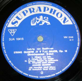 LP Ludwig van Beethoven: String Quartets Op. 18 No. 6 And Op. 135