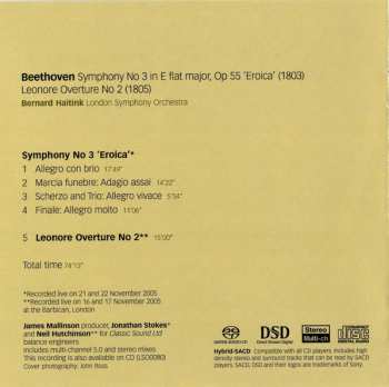 SACD Ludwig van Beethoven: Symphony No 3 'Eroica',  Leonore Overture No 2
