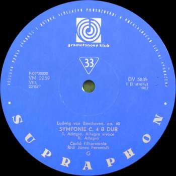 LP The Czech Philharmonic Orchestra: IV. Symfonie B Dur, Op. 60