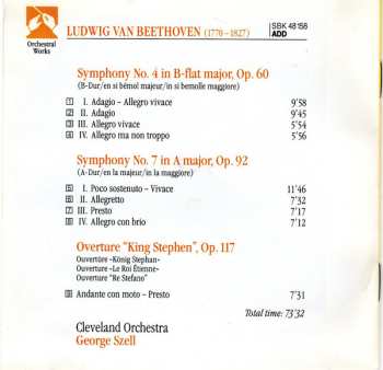 CD Ludwig van Beethoven: Symphonies No. 4 & No. 7 • King Stephen Overture