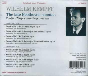 2CD Ludwig van Beethoven: The Late Beethoven Sonatas: Pre-War 78-rpm Recordings (1925-1936)