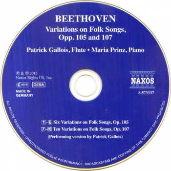 CD Ludwig van Beethoven: Variations On Folk Songs