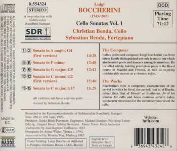 CD Luigi Boccherini: Cello Sonatas (Volume 1)