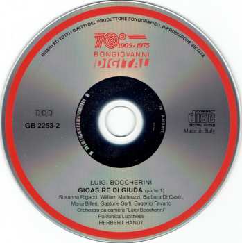 2CD Luigi Boccherini: Gioas Re Di Giuda