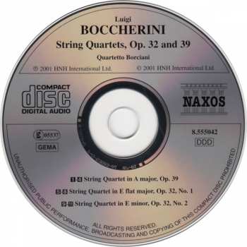 CD Luigi Boccherini: String Quartets, Op. 32 and Op. 39