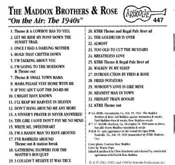 CD Maddox Brothers and Rose: On The Air: The 1940s 