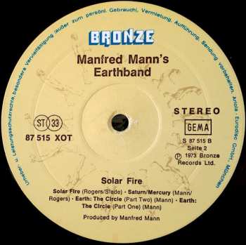 LP Manfred Mann's Earth Band: Solar Fire