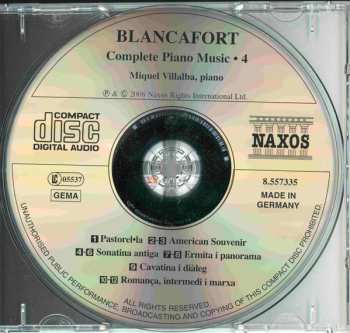 CD Manuel Blancafort: Complete Piano Music • 4
