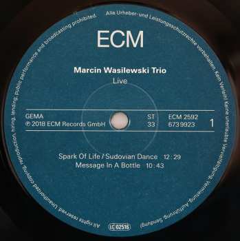 2LP Marcin Wasilewski Trio: Live