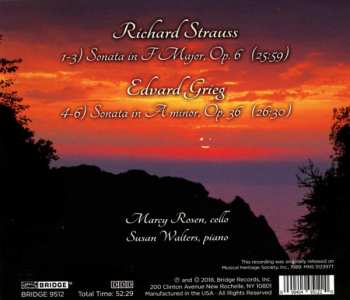 CD Marcy Rosen: Cello Sonatas Of Richard Strauss & Edvard Grieg