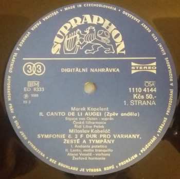 LP The Czech Philharmonic Orchestra: Il Canto Deli Augei / Symphony No. 3 / Concerto Per Due Pianoforti Ed Orchestra