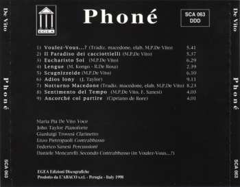CD Maria Pia De Vito: Phoné