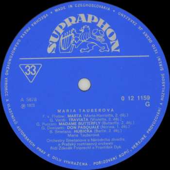 LP Mária Tauberová: Operní Recitál