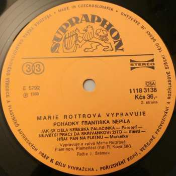 LP Marie Rottrová: Pohádky XIV - Marie Rottrová Vypravuje Pohádky Františka Nepila