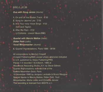 2CD Marilyn Crispell: Selected Works 1983-1986 (Solo Duo Quartet)