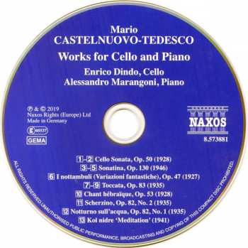 CD Mario Castelnuovo Tedesco: Works For Cello And Piano
