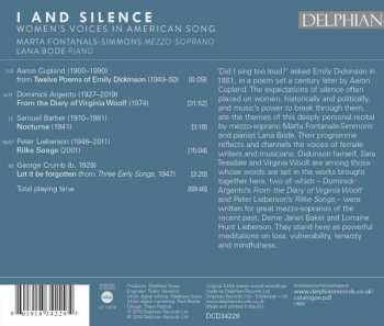 CD Marta Fontanals: I And Silence: Women’s Voices In American Song