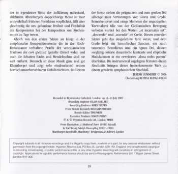 CD Westminster Cathedral Choir: Brahms Missa Canonica . Rhinberger Mass