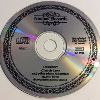 CD Martin Jones: Debussy Claire De Lune And Other Piano Favourites