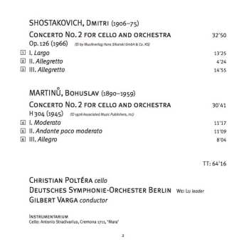SACD Bohuslav Martinů: Shostakovich & Martinů - Cello Concertos