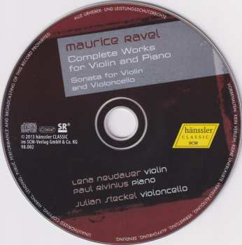 CD Maurice Ravel: Complete Works For Violin And Piano / Sonata For Violin And Violoncello