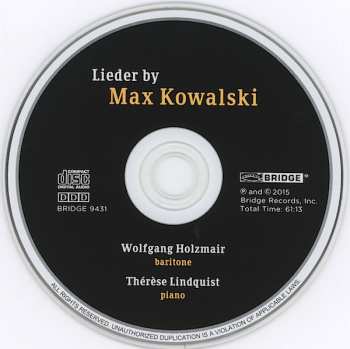 CD Wolfgang Holzmair: Lieder By Max Kowalski