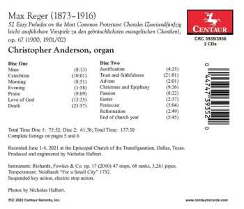 2CD Max Reger: 52 Easy Chorales Preludes On The Most Common Potestant Chorales, Op. 67
