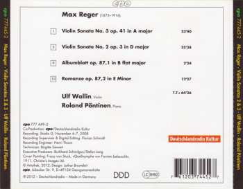 CD Max Reger: Violin Sonatas Opp. 3 & 41 • Albumblatt • Romanze