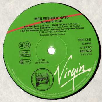LP Men Without Hats: Rhythm Of Youth